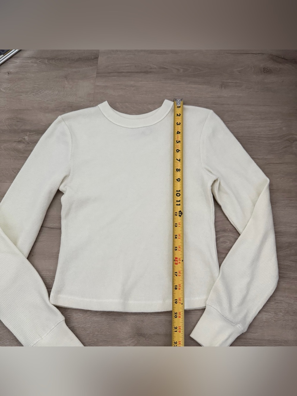 Skims off white waffle ribbed long sleeve shirt - Picture 2 of 6